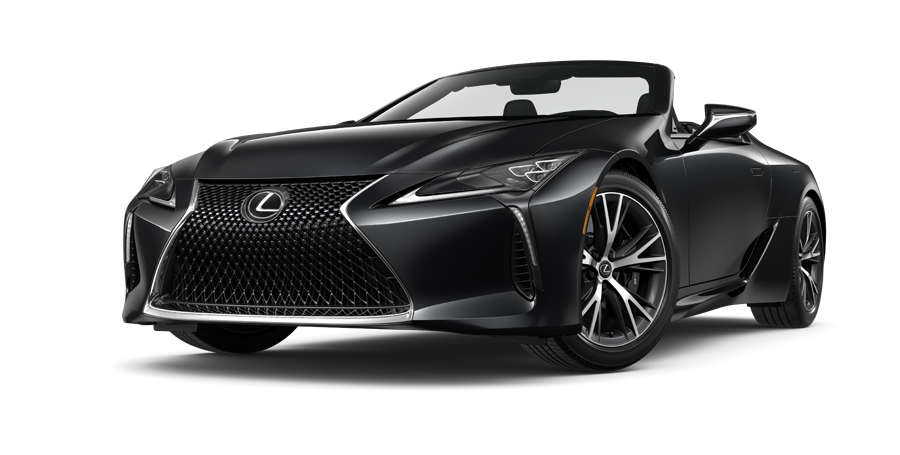 Exterior of the Lexus LC 500 Convertible shown in Caviar on a coastal highway background | Lexus of Kingsport in Kingsport TN